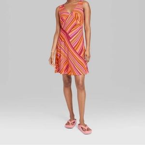 New Women's Woven Slip Dress - Wild Fable  Size M, Colorful Striped